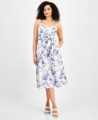 julia jordan - Women's Cotton Floral-Print Midi Dress