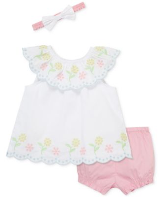 Little Me - Baby Girls 3-Pc. Cotton Eyelet Tunic, Shorts & Headband Set