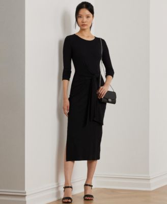 Lauren Ralph Lauren - Women's Tie-Front Cotton-Blend Crewneck Dress