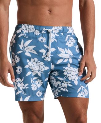 Original Penguin - Men's Slim Fit Floral Print Drawstring 7" Swim Trunks
