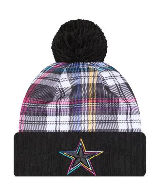 New Era - Big Boys and Girls Black Dallas Cowboys 2024 NFL Crucial Catch Plaid Cuffed Pom Knit Hat