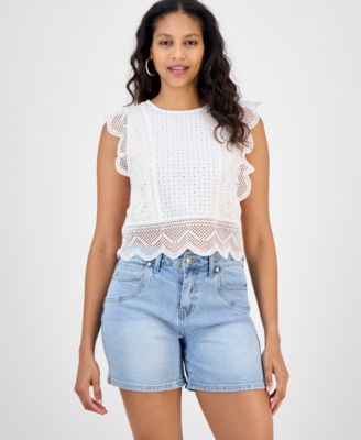 And Now This - Women's Lace-Trim Scalloped Tank