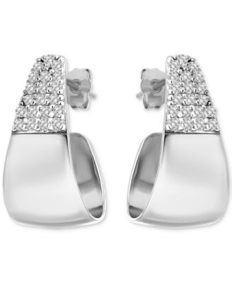 Giani Bernini - Cubic Zirconia J-Shaped Hoop Earrings in Sterling Silver