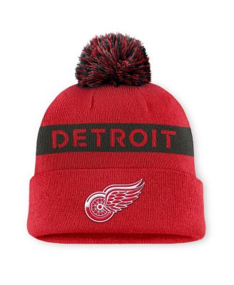 Fanatics - Women's Red/Black Detroit Red Wings Authentic Pro Rink Cuffed Knit Hat with Pom