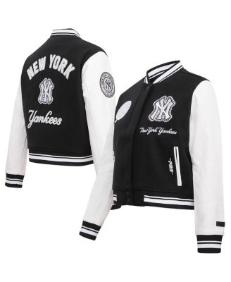Pro Standard - Women's Black New York Yankees Pearls Rib Wool Full-Zip Varsity Jacket