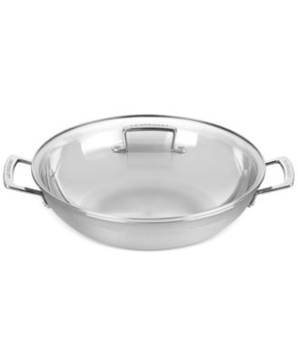 Le Creuset - Classic Stainless Steel Round Wok & Glass Lid, 4.5 Qt.