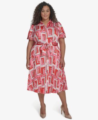 KARL LAGERFELD PARIS - Plus Size Geo-Print A-Line Dress