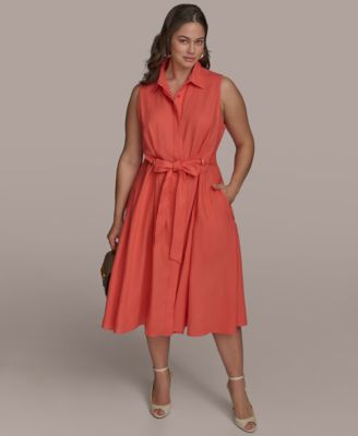 Donna Karan New York - Plus Size Linen-Blend Shirtdress