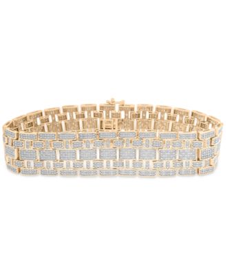 Macy's - Men's Diamond Bracelet (4 ct. t.w) in 14k Gold-Plated Sterling Silver & Sterling Silver