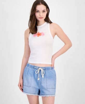 Grayson Threads, The Label - Juniors' Pointelle Hibiscus Graphic Tank Top