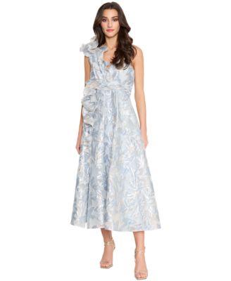 Tahari ASL - Women's V-Neck Ruffled Sleeveless Midi Dress