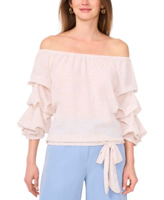 Vince Camuto - Women's Gathered-Sleeve Tie-Hem Top