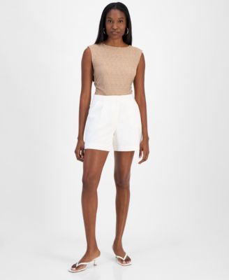 Bar III - Women's Cuffed Pleat-Front Shorts