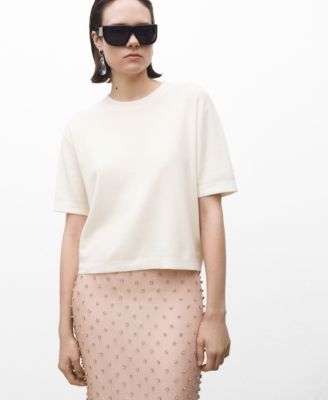 MANGO - Women's Short-Sleeved Wool-Blend Sweater