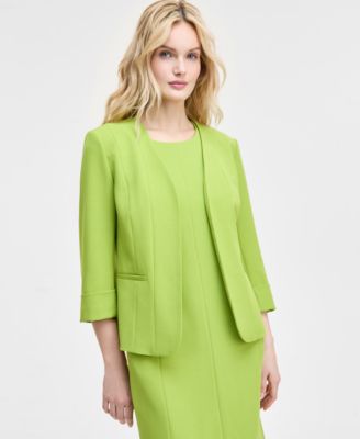 Kasper - Women's Stretch Crepe Open-Front Roll-Sleeve Jacket