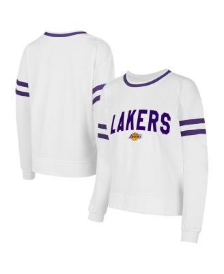 Concepts Sport - Women's White Los Angeles Lakers Borough Pullover Sweatshirt