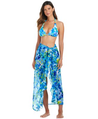 Bleu by Rod Beattie - Women's Life's A Beach Printed Ruffled Chiffon Sarong Cover Up