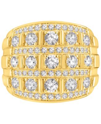 Macy's - Men's Diamond Multirow Polished Statement Ring (3 ct. t.w.) in 10k Gold
