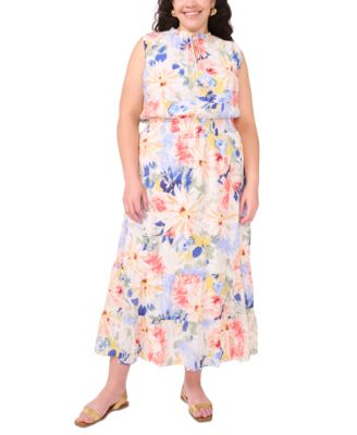 Vince Camuto - Plus Size Split-Neck Sleeveless Maxi Dress