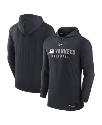 Nike - Men's Heather Black New York Yankees Authentic Collection Tri-Blend Performance Pullover Hoodie