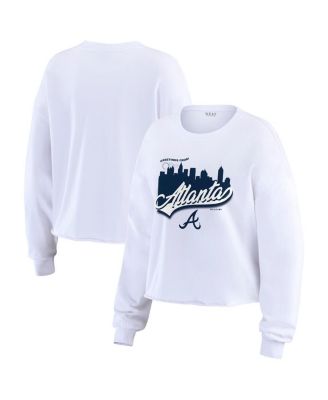 WEAR by Erin Andrews - Women's White Atlanta Braves Domestic Postcard Long Sleeve T-Shirt