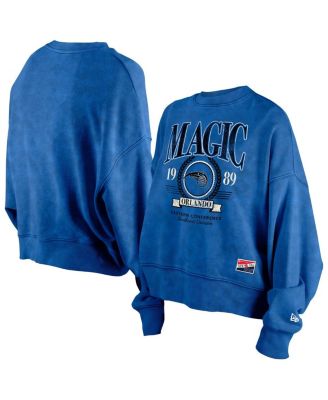 New Era - Women's Blue Orlando Magic Hardwood Classics Enzyme Wash Oversized Boxy Pullover Sweatshirt