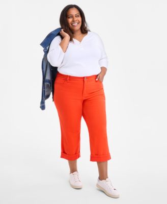 Style & Co - Plus Size Curvy Roll-Cuff Capri Jeans