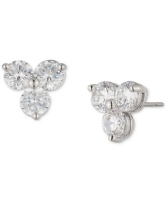 Marchesa - Silver-Tone Crystal Trio Stud Earrings