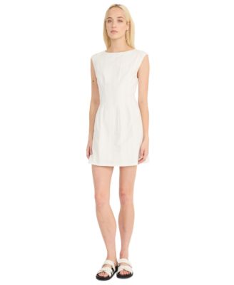 Luxely - Women's Solid Boat-Neck Cap-Sleeve Mini Dress