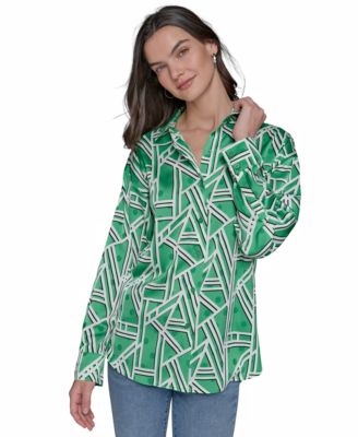 KARL LAGERFELD PARIS - Women's Geo-Print Oversized Utility Top