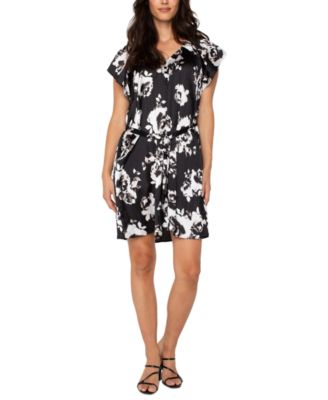 Liverpool Los Angeles - Women's Floral-Print Flutter-Sleeve Dress