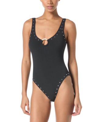 Michael Kors - Women's Crepe Ring-Front Scoop-Neck One-Piece Swimsuit