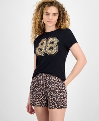 Rebellious One - Juniors' Cheetah Varsity Graphic T-Shirt