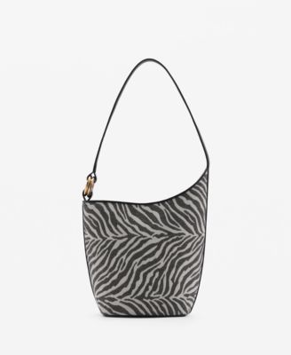 MANGO - Women's Large Zebra-Print Bucket Bag
