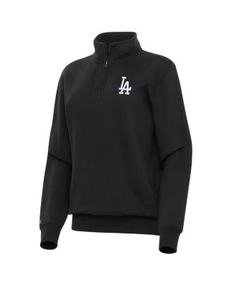 Antigua - Women's Black Los Angeles Dodgers Victory Quarter-Zip Sweatshirt