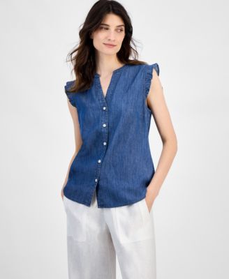 Tommy Hilfiger - Women's Chambray Ruffled Shirt