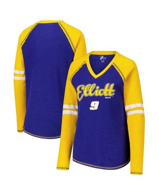 G-III 4Her by Carl Banks - Women's Royal Chase Elliott Winner Tri-Blend V-Neck Long Sleeve T-Shirt