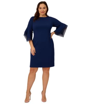 Adrianna Papell - Plus Size Tiered-Cuff 3/4-Sleeve Sheath Dress