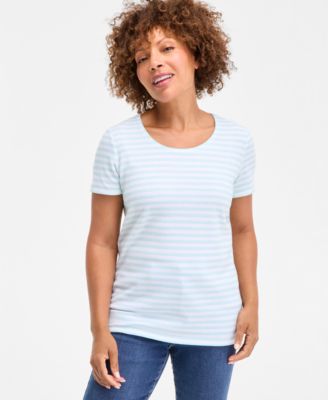 Style & Co - Petite Simple Stripe Scoop-Neck Knit Top