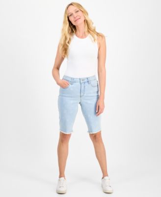 Style & Co - Women's Floral-Print Denim Bermuda Shorts, Exclusively at Macy's