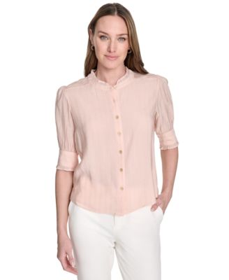 Tommy Hilfiger - Women's Lurex Stripe Button-Front Shirt