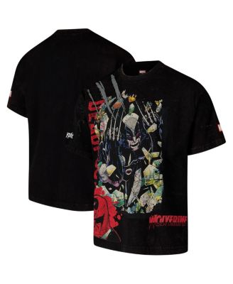 Virtual Thread - Men's Black Wolverine Dekryptic Wolverine Deadpool Oversized Fit and Heavy Wash T-Shirt