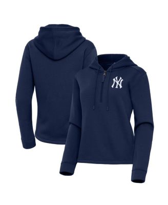 Antigua - Women's Navy New York Yankees Contemporary Quarter-Zip Hoodie