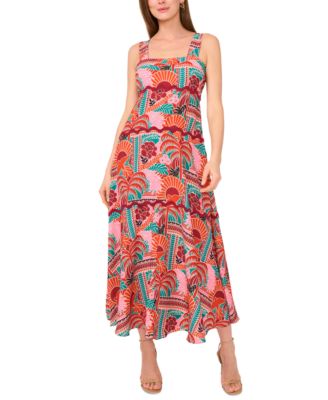 Vince Camuto - Women's Printed Square-Neck Maxi Dress