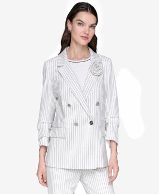 KARL LAGERFELD PARIS - Women's Striped Double-Breasted Jacket