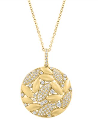 EFFY Collection - Diamond & Polished Navette Cluster Pendant Necklace (1/2 ct. t.w.) in 14k Gold, 17" + 1" extender
