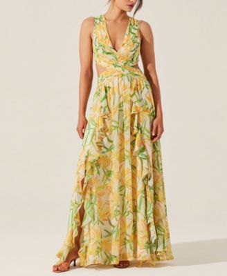ASTR the Label - Women's Noya Floral-Print Open-Back Gown