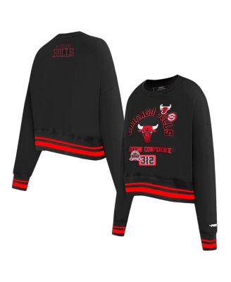 Pro Standard - Women's  Black Chicago Bulls Area Code Cropped Pullover Sweatshirt