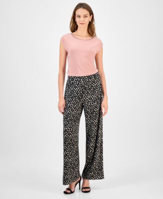 Kasper - Women's Mid-Rise Wide-Leg Pull-On Pants