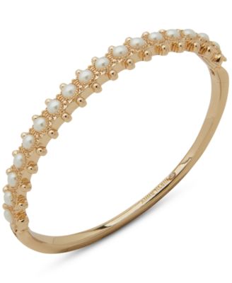 Anne Klein - Gold-Tone Imitation Pearl Bangle Bracelet